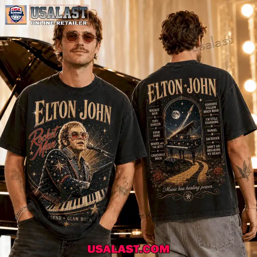 Elton John Rocket Man 3D Shirt For Fans Piano Legend Glam Rock 3D Shirt For Fans