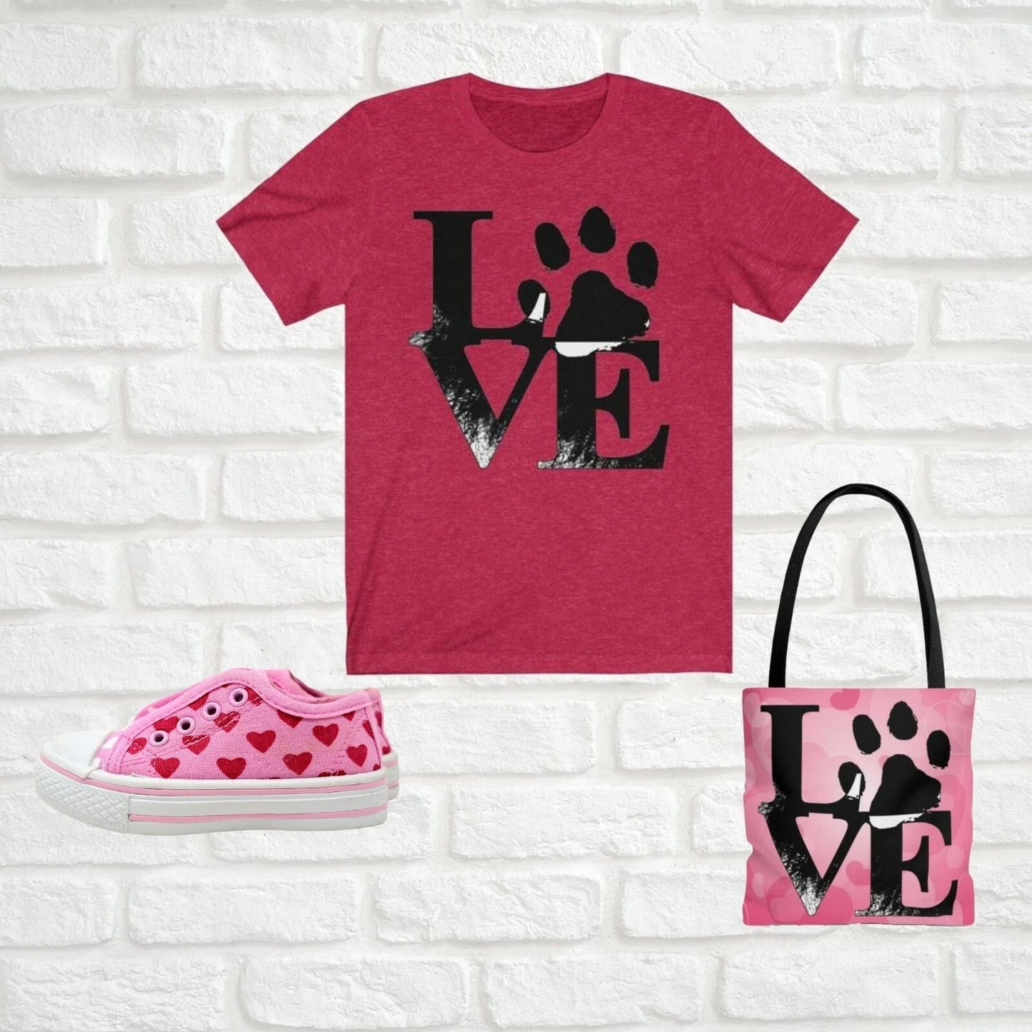 Bella Canvas Paw Print Love T-shirt Shirt Blouse Dog Mom Shirt Animal Lover L