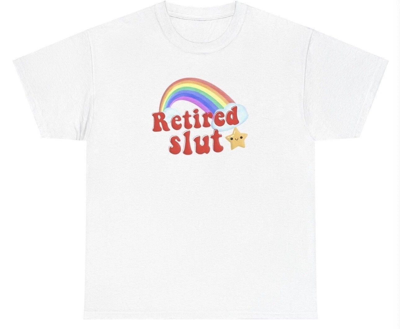 Retired Slut T Shirt Funny Y2K Silly Dumb Gen Z Ironic Hoe Gag Gift Meme Tee