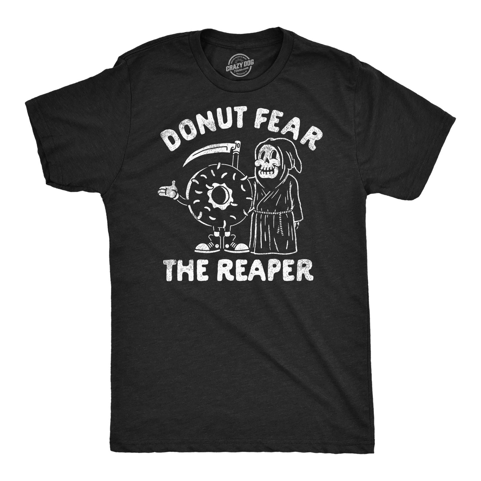Mens Funny T Shirts Donut Fear The Reaper Sarcastic Graphic Novelty Tee for Men