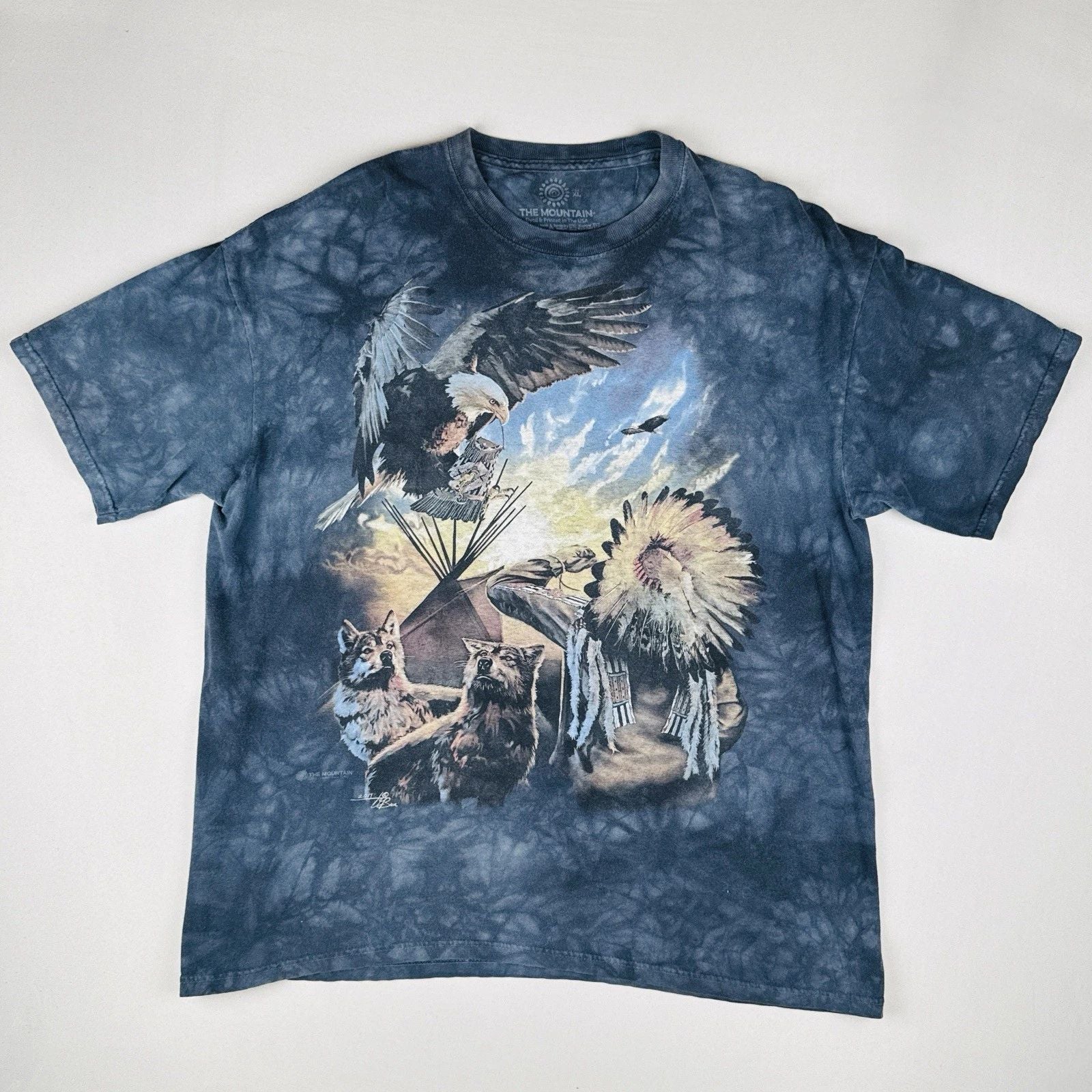 The Mountain Eagle Wolves Native Tie Dye T Shirt 2017 USA Animal XL
