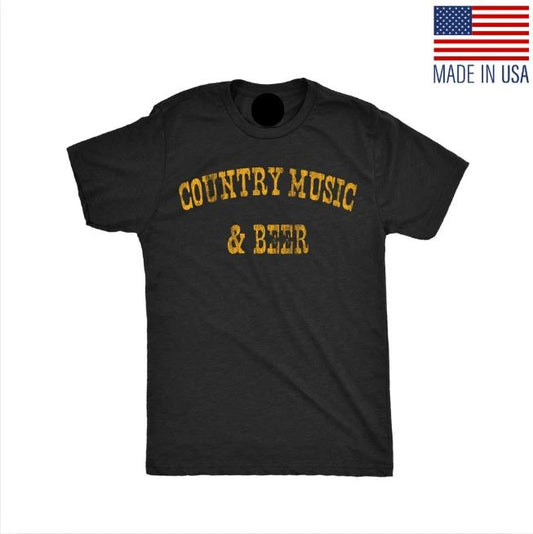 Mens Country Music and Beer Funny T Shirt Sarcastic Graphic Tee for Men #111