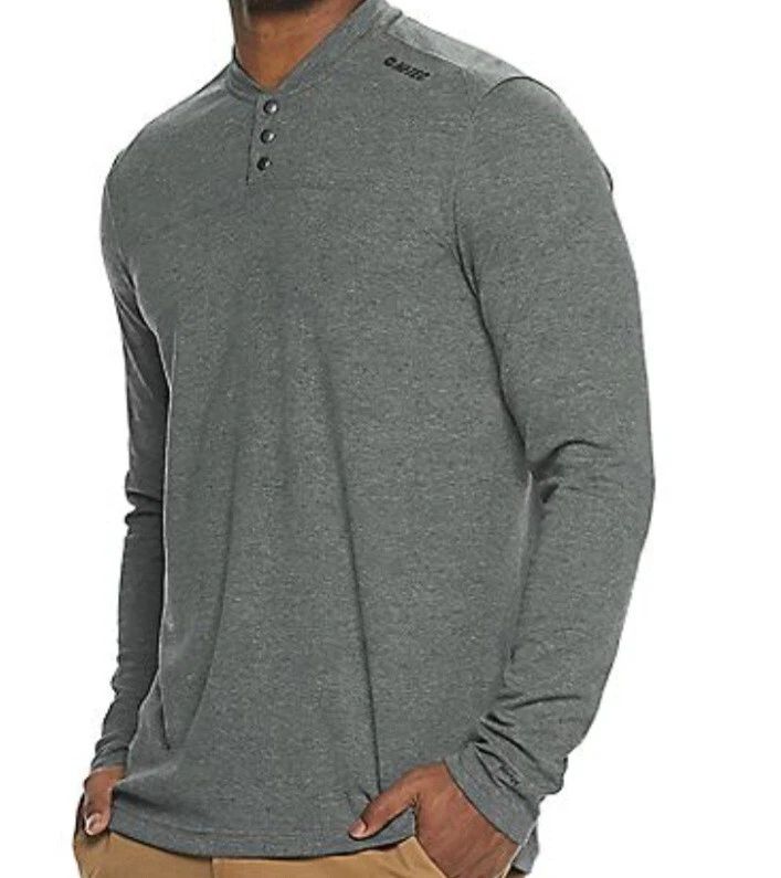 NWT Men's Hi-Tec Silver Bay Tech Modern Fit Thermal Henley Shirt Size 2XL Gray