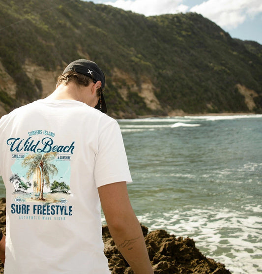Unisex Slim Fit T-Shirt - Wild Beach Surf Frees Original Student Summer Crewneck