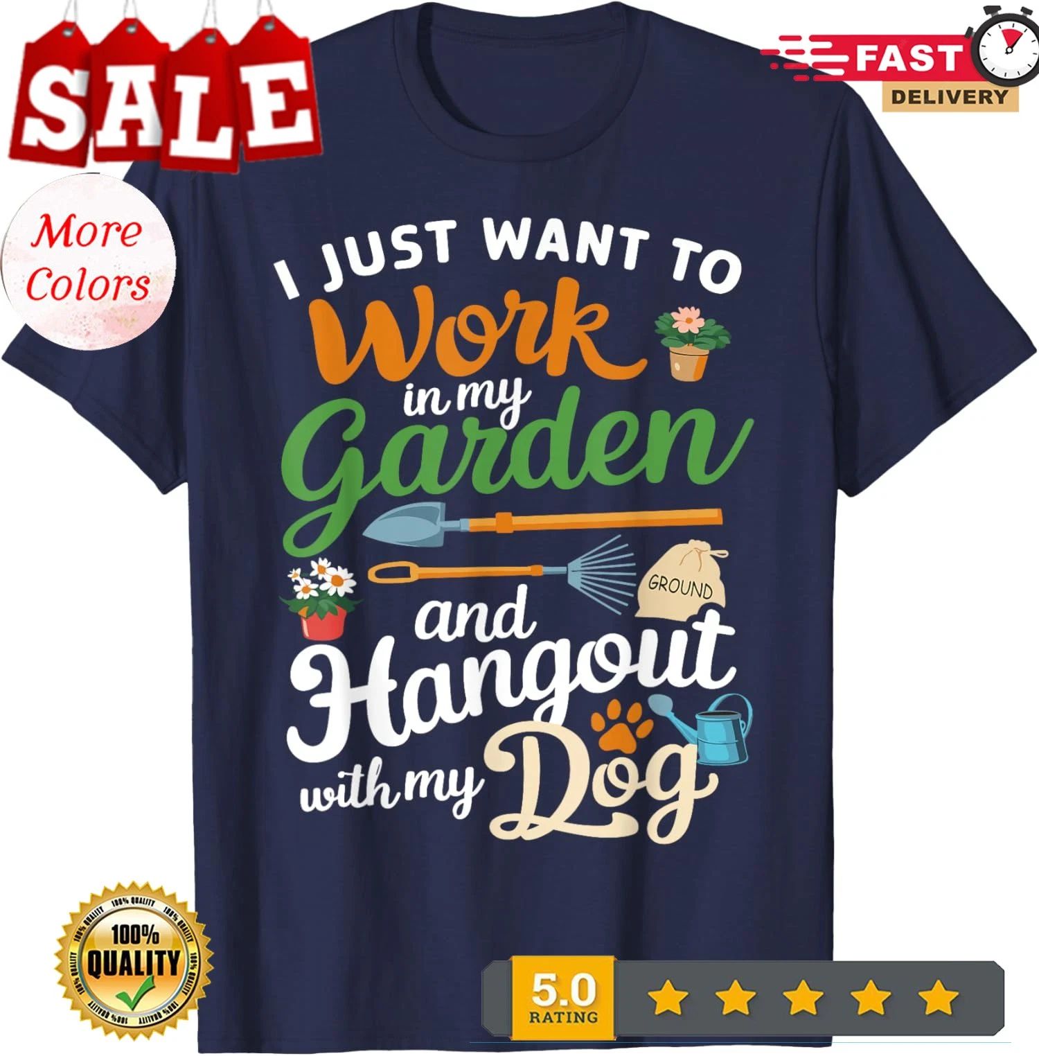 Gardening Dog Lover Gardener Garden Plants Funny Unisex T-Shirt