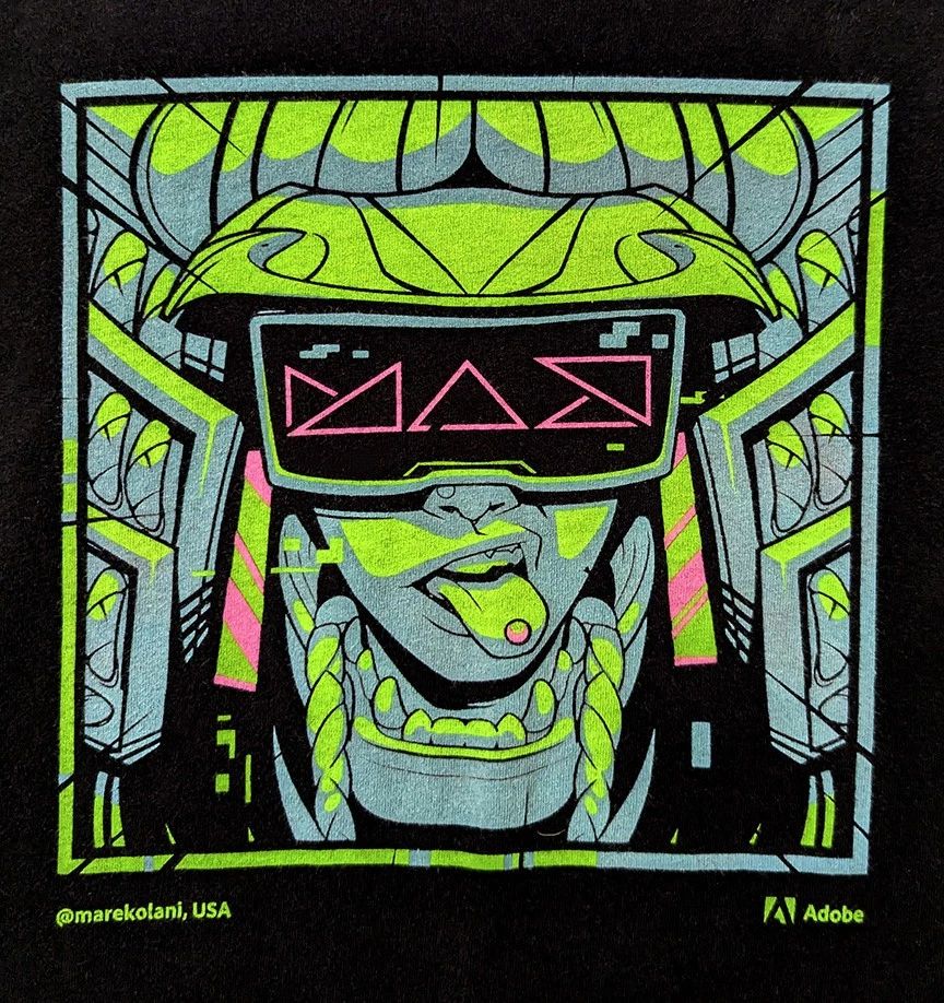 Adobe Max 2021 Unisex T-shirt Marekolani 2X Black Like NEW