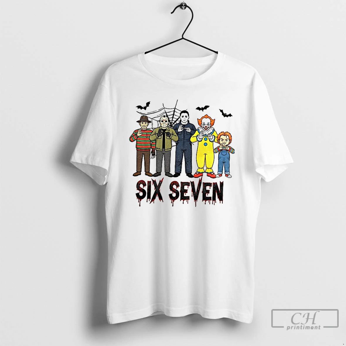 Classic Spooky Season Six Seven 6 7 Movie Killers Pumpkin Halloween T Shirts