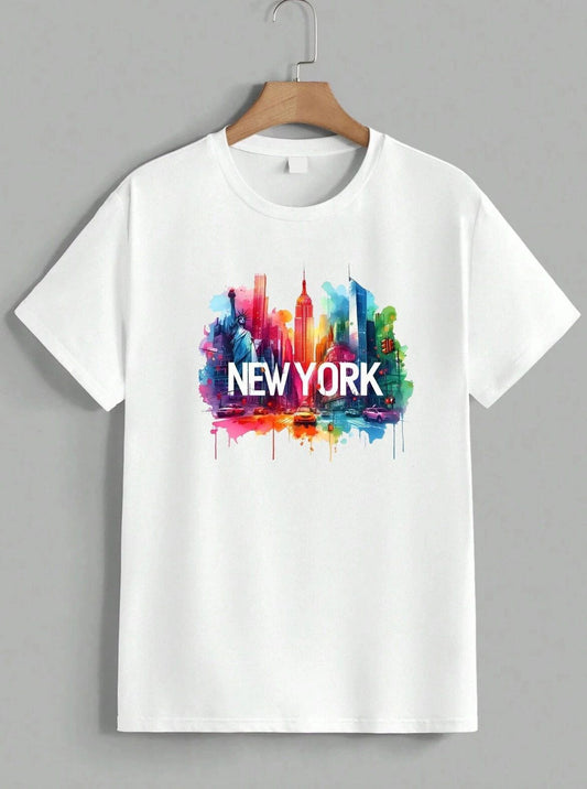 New York City Skyline T-Shirt NYC Statue Liberty Travel Souvenir Graphic Unisex