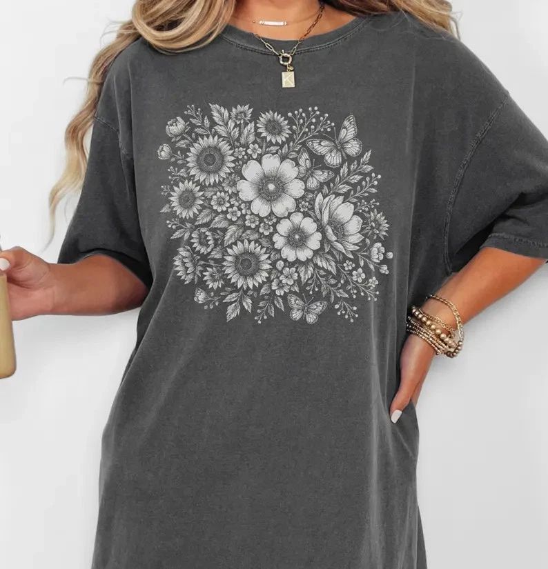 Pressed Flowers Boho Comfort Tee Floral Shirt