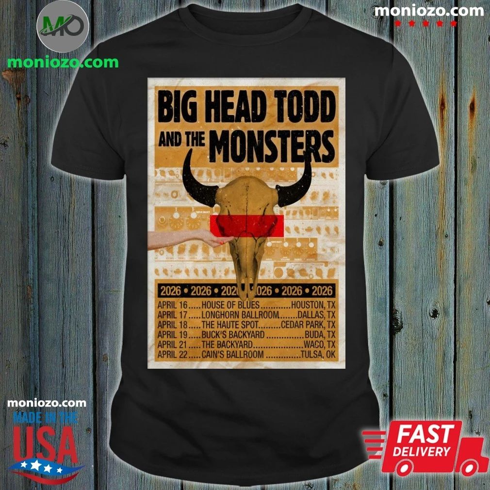 Original Big Head Todd And The Monsters Texas Tour 26 Poster T-shirt