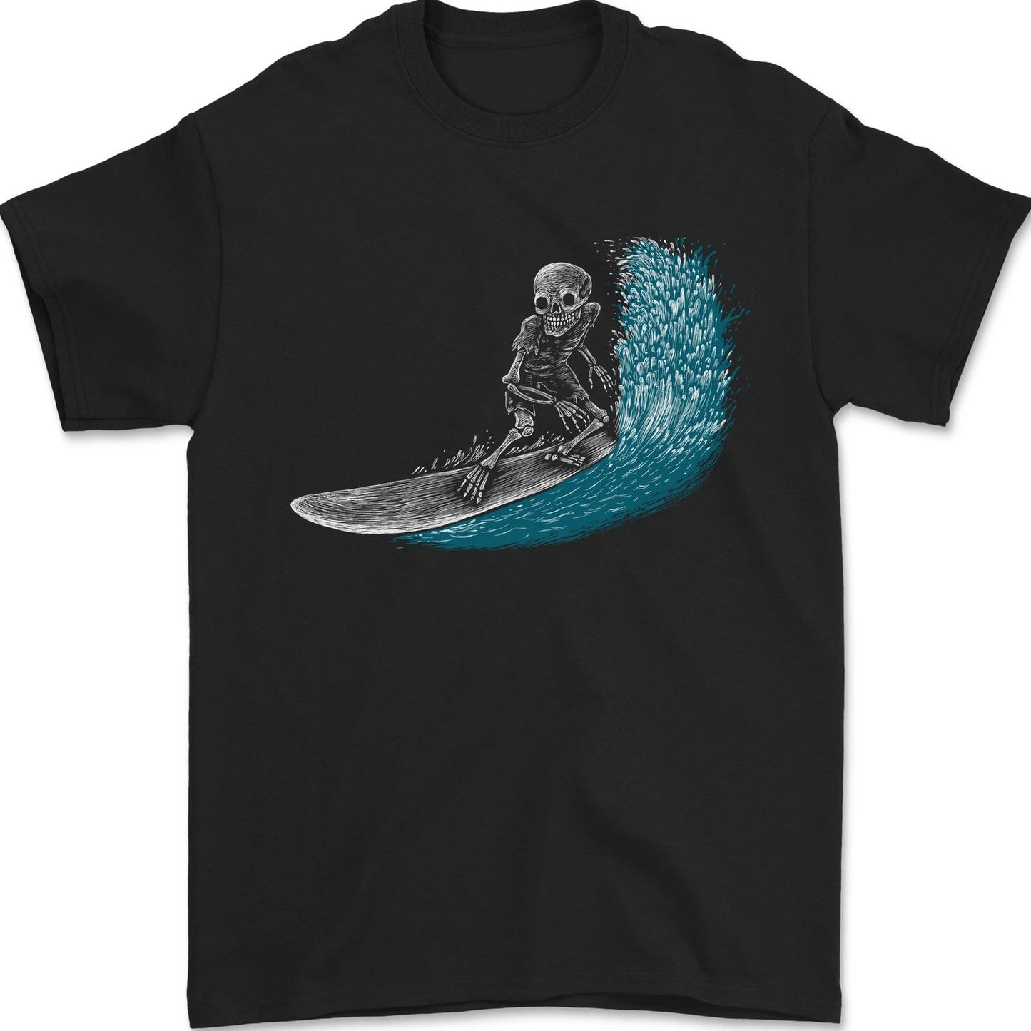 Surfing Skeleton Surf Skull Mens T-Shirt 100% Cotton