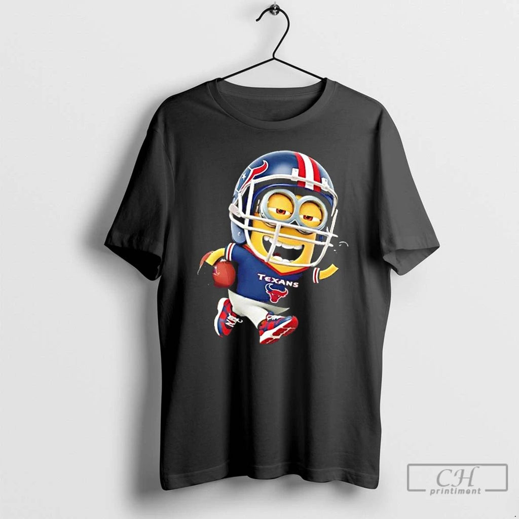 Premium Minions Is Holding A Ball And Smiling At Houston Texans Fans T Shirts