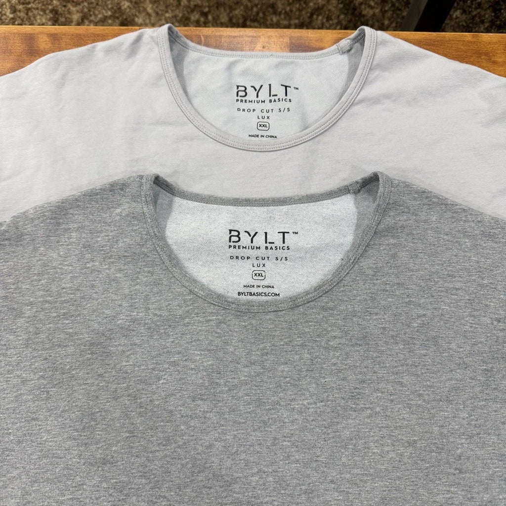 BYLT Premium Basics Lux Drop Cut T-Shirt Mens XXL Grays Lot Of 2