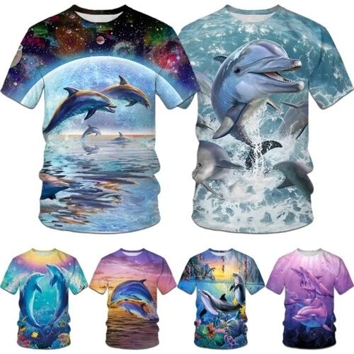 Cute Dolphin Short Sleeve 3D printed T-shirt Summer men's fashion Casual Tops