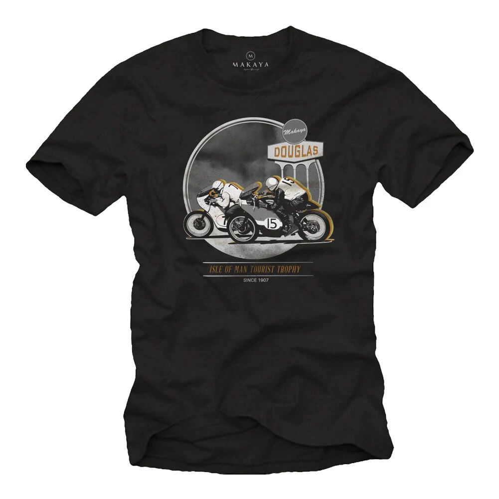 Vintage Motorcycle Mens T-Shirt with Tourist Trophy Biker - Mens Cafe Racer
