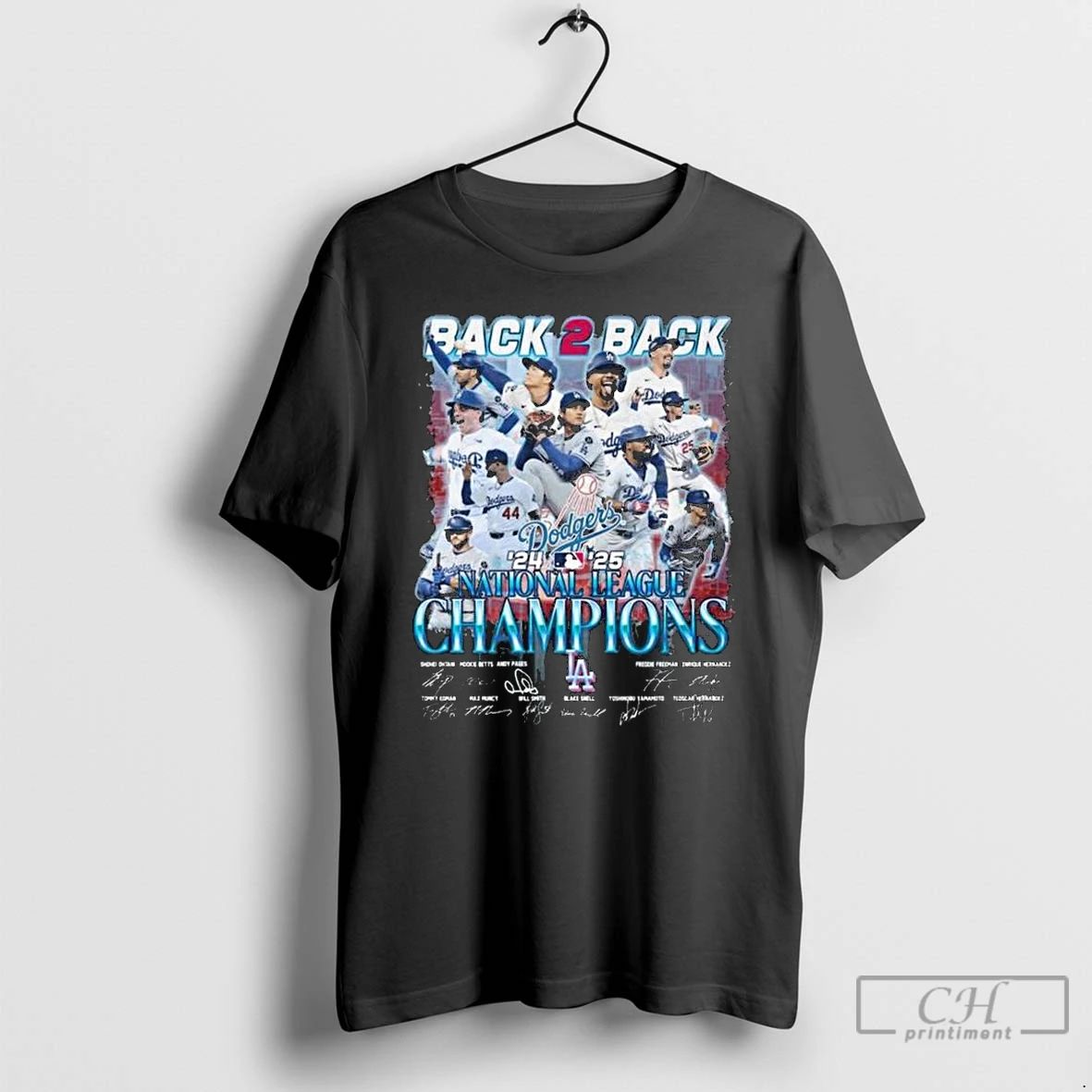 Classic Back 2 Back 24 25 National League Champions Los Angeles Dodgers Signatures Long Sleve