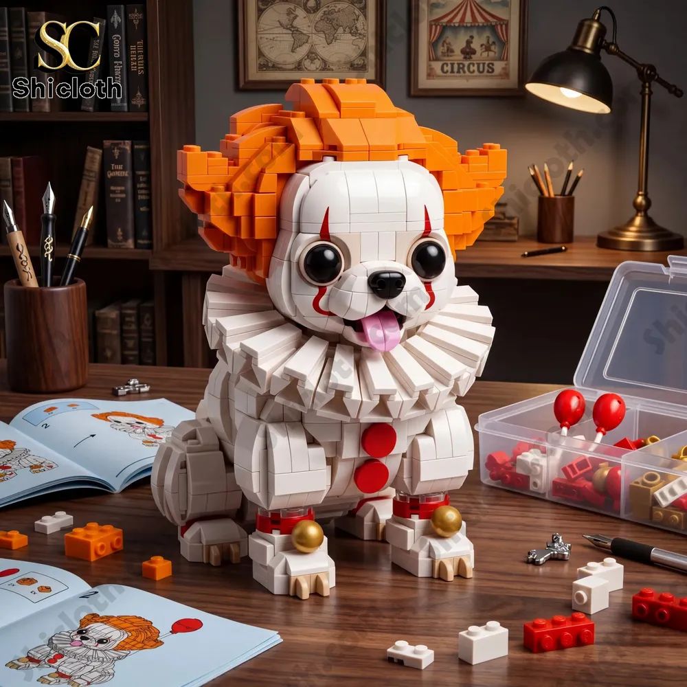 Pennywise Clown Chihuahua Halloween Building Brick Set