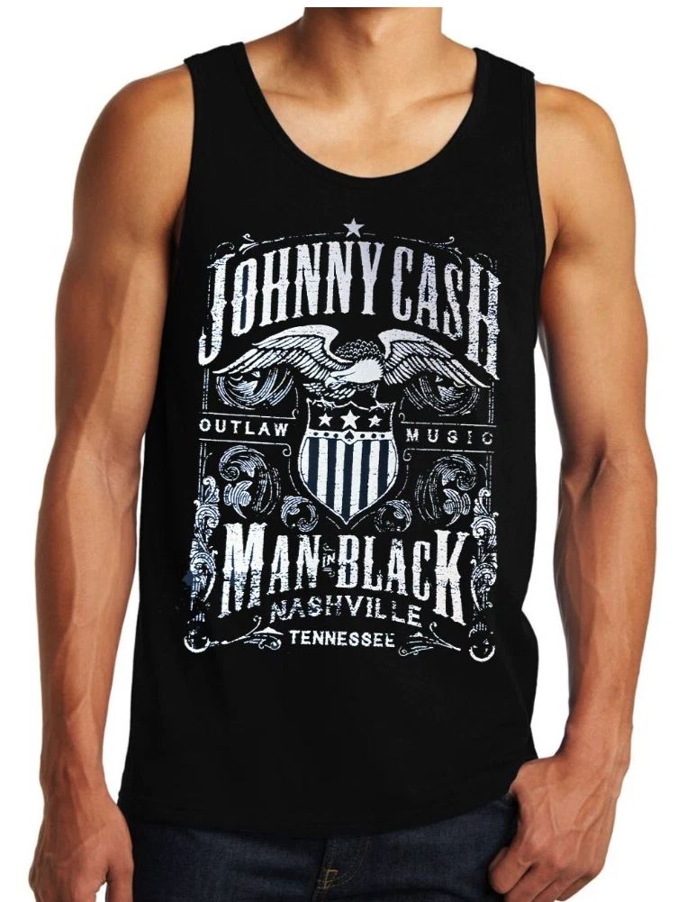 JOHNNY CASH NASHVILLE PUNK ROCK  Band Black Tank Top