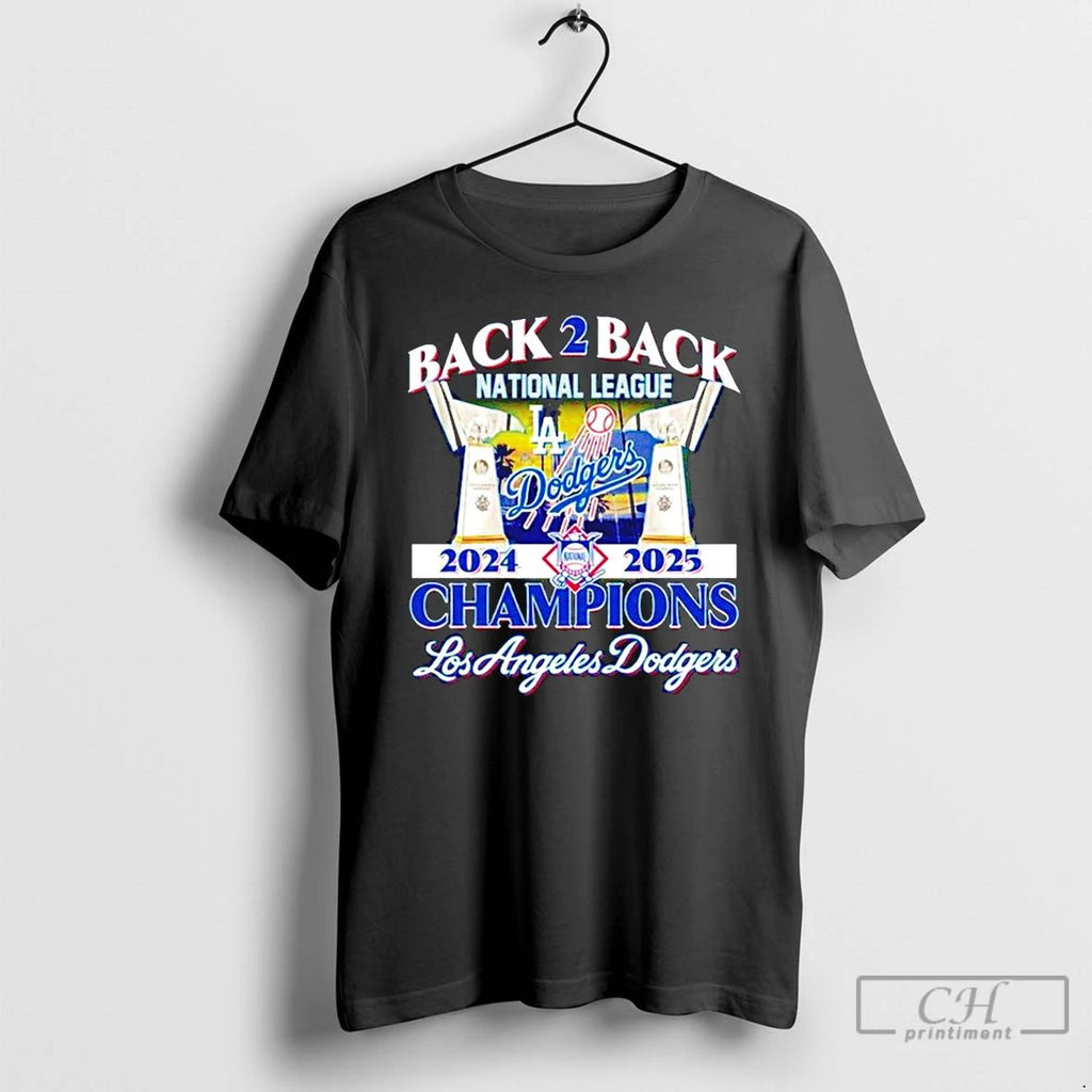 Classic Los Angeles Dodgers Back 2 Back National League 2024 2025 Champions T Shirts