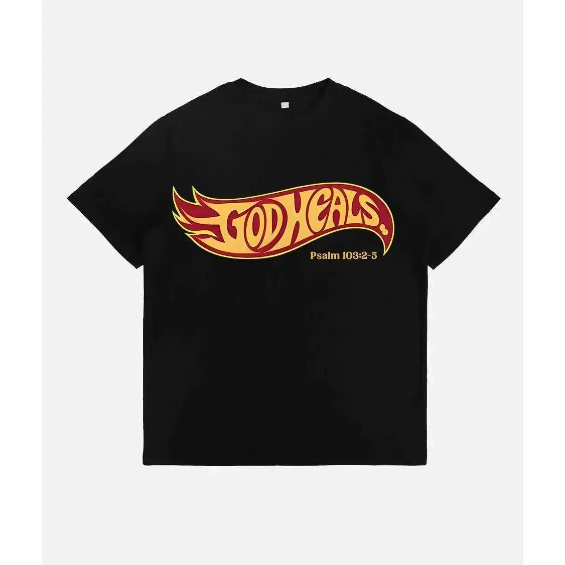 Unisex Christian "God Heals" T-Shirt - Heavyweight Pure Cotton, Vintage Retro Si