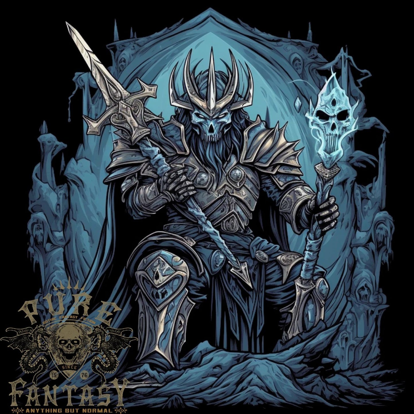 Ice Cavern Fantasy Skull King Mens Light Cotton T-Shirt