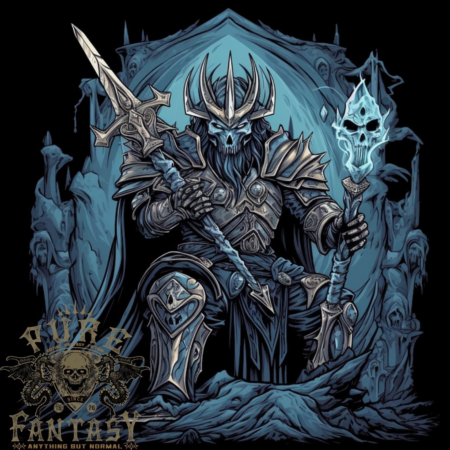 Ice Cavern Fantasy Skull King Mens Light Cotton T-Shirt