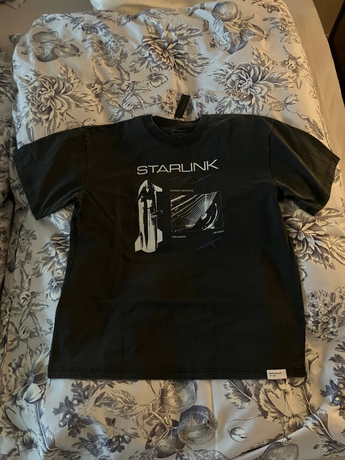 UNISEX SPACEX STARLINK VINTAGE T-SHIRT × 1 Black / L