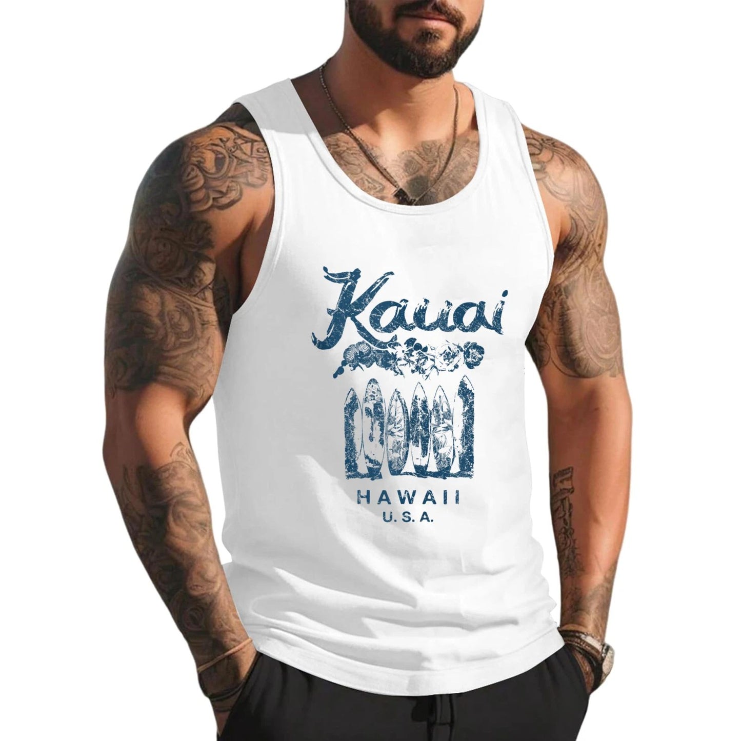 Hawaii Kauai Vintage Hawaiian Surfing Retro Tank Top