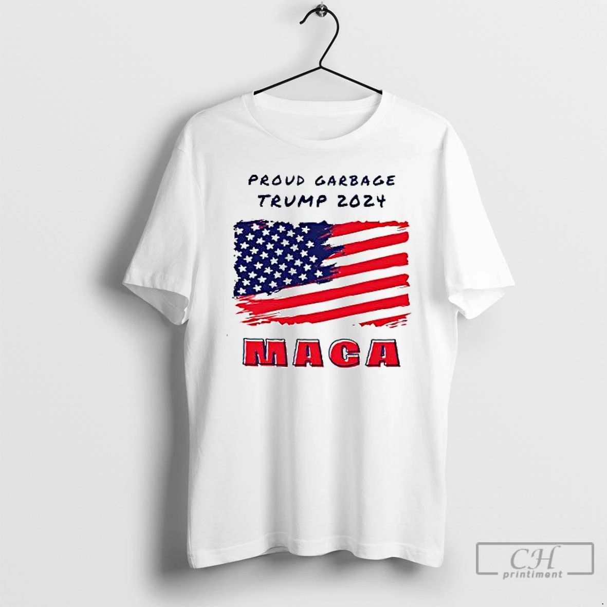 Premium Proud Garbage Trump 2024 Maga America Flag T Shirts