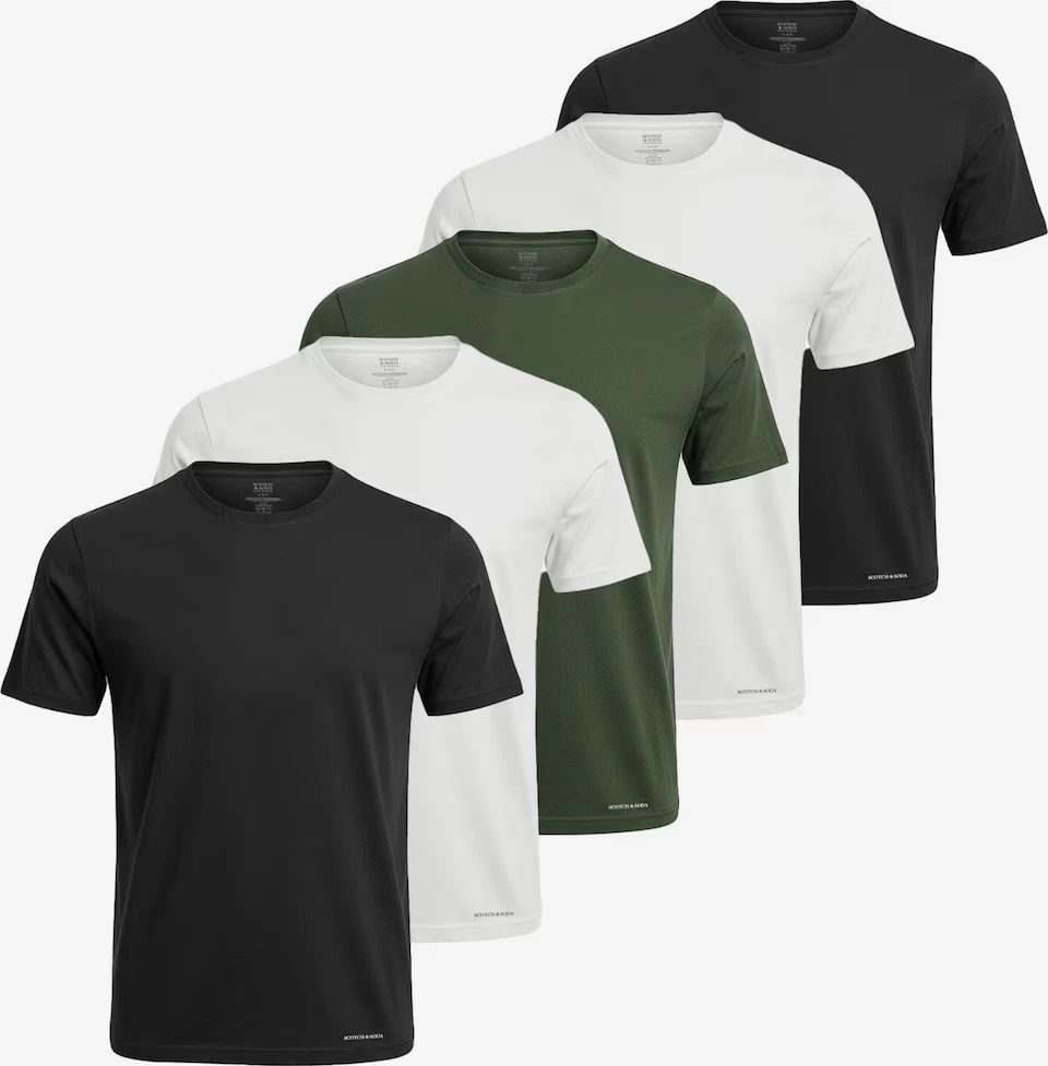 SCOTCH & SODA High Quality 5 Pack Basic T-Shirt Black White Green Size S-XL NEW