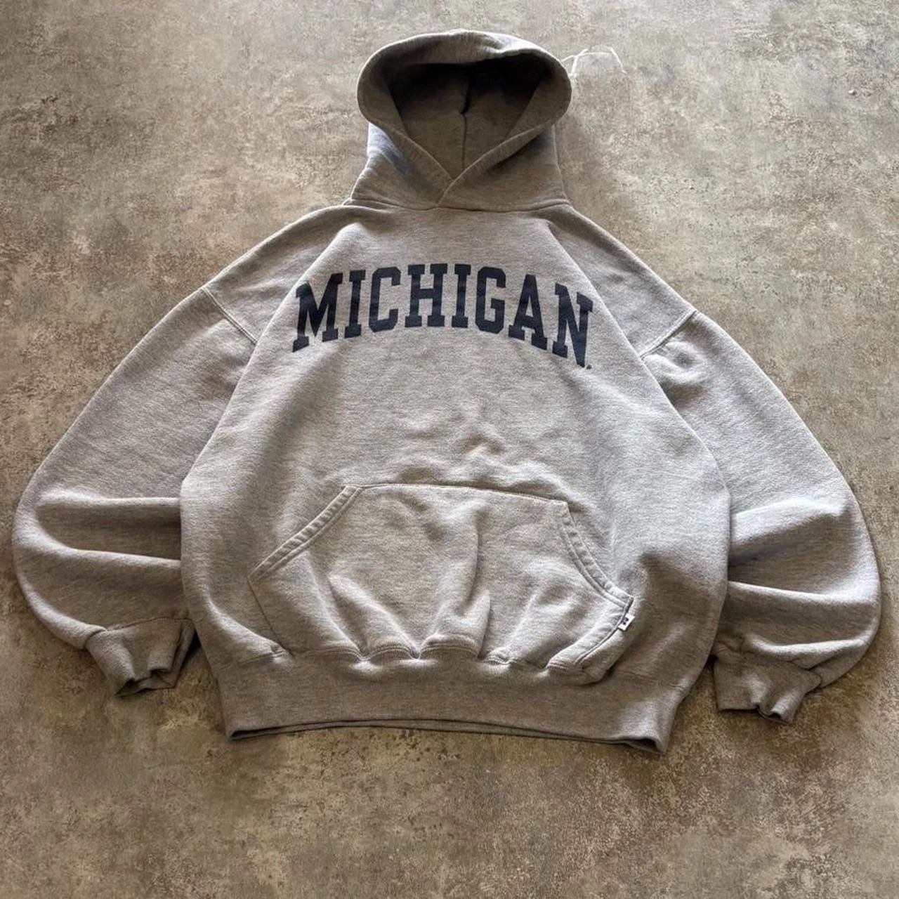 Michigan Wolverines Spell-Out Grey Heavyweight Hoodie