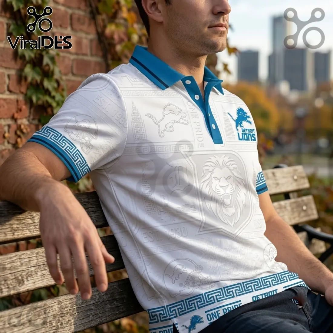 Detroit Lions White One Pride Polo Shirt