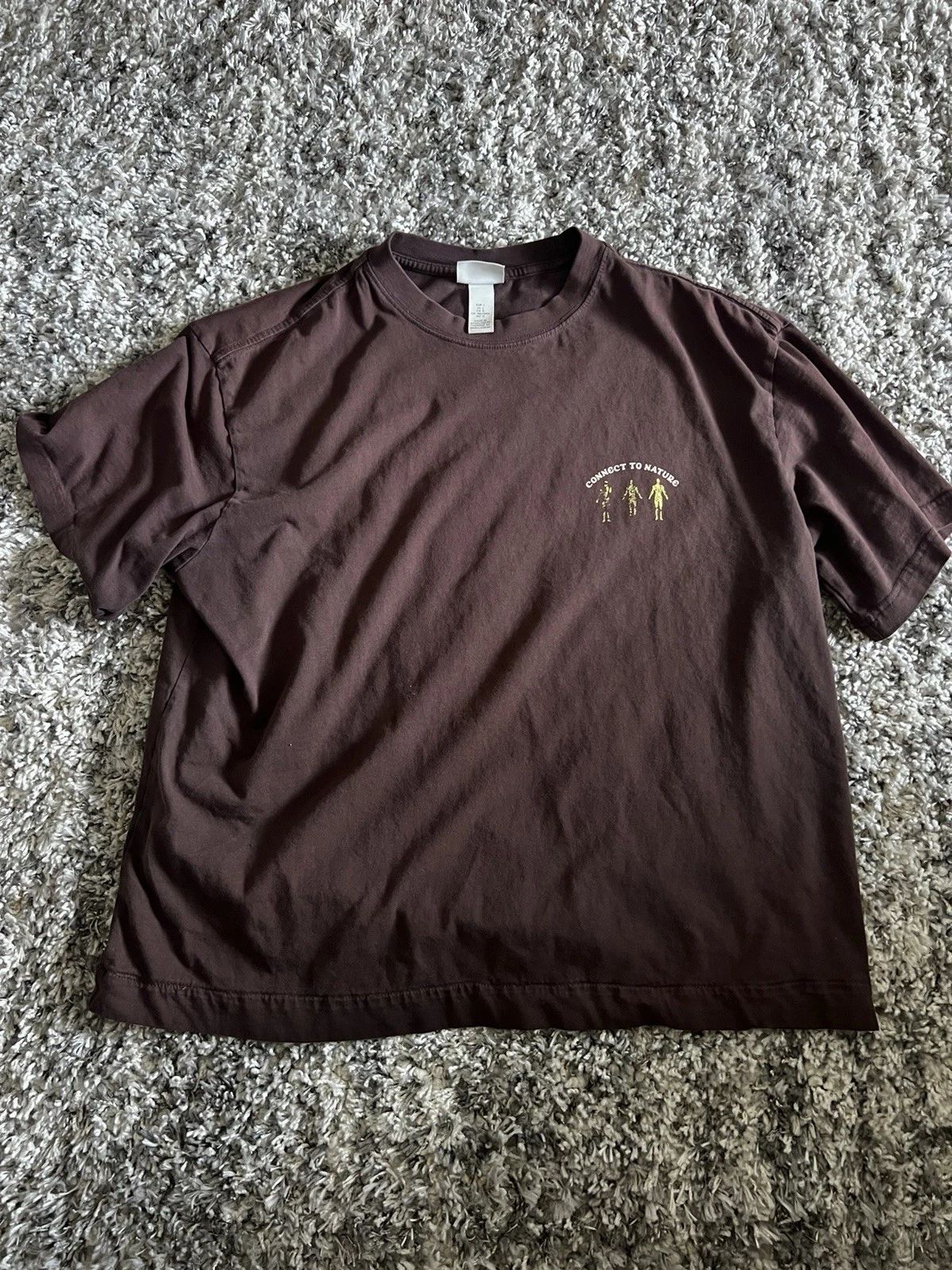 H&M Brown Relaxed Fit Graphic Print Crew Neck Men's T-Shirt Size L