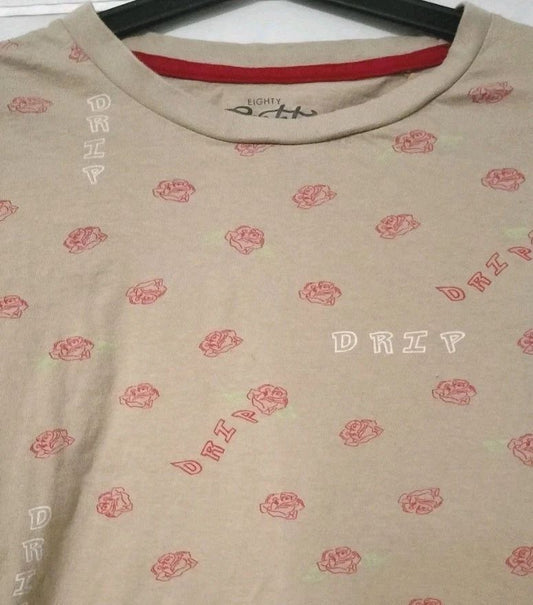 Eighty Eight Brand Mens Drip and Roses T-Shirt Graphic Print Short Sleeve 3XL