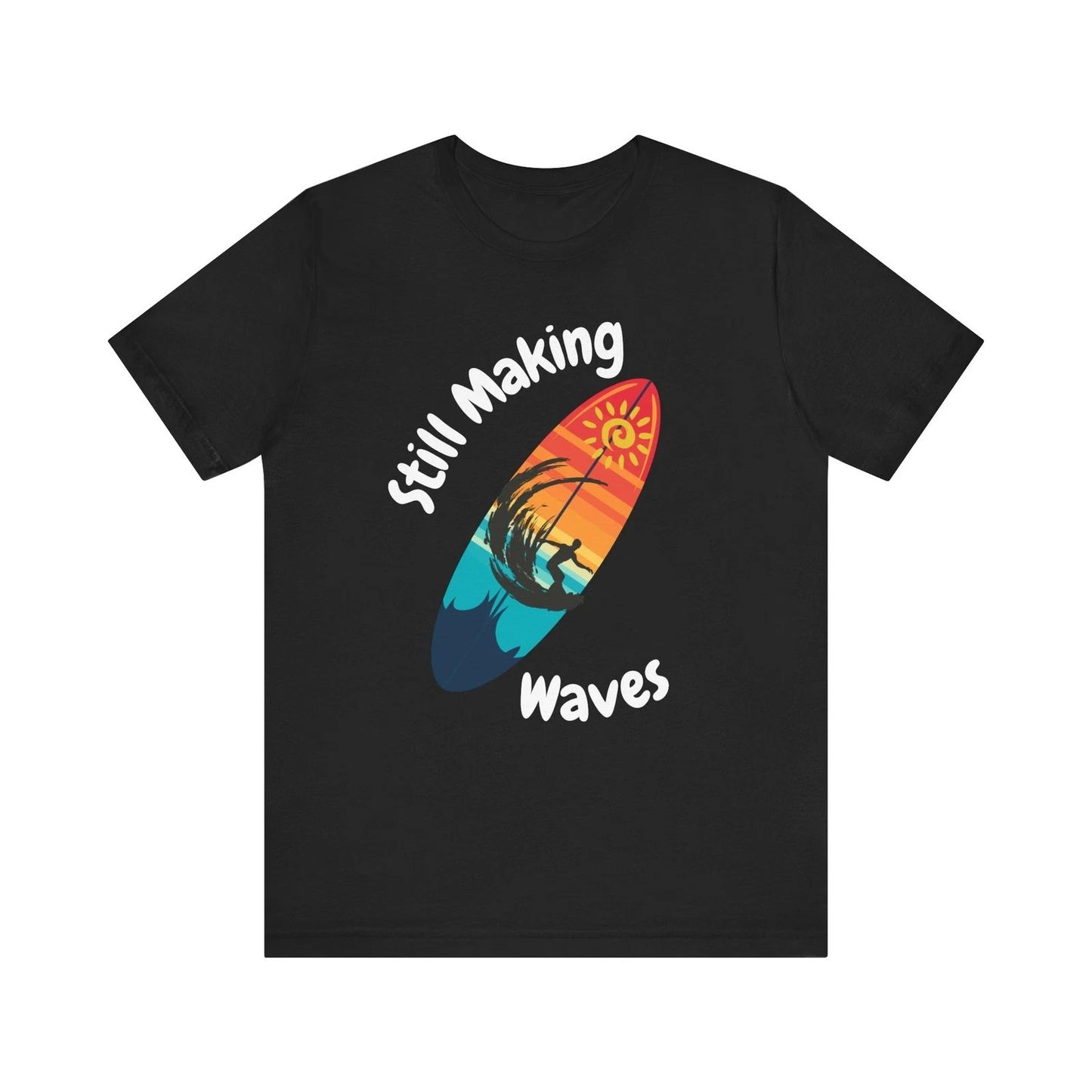 Surfboard Sunset Tee Shirt Beach Waves Graphic Top Ocean Sun Unisex Jersey
