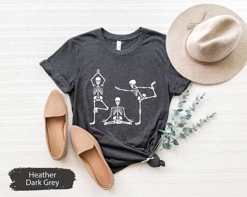 Skeletons Yoga Halloween Comfort Tee Shirt Spooky