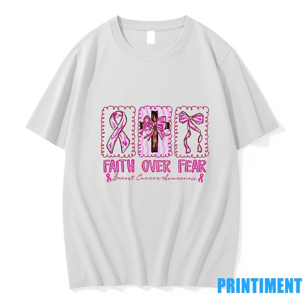 Faith Over Fear Breast Cancer Warrior Coquette Bow Tshirts Sweater