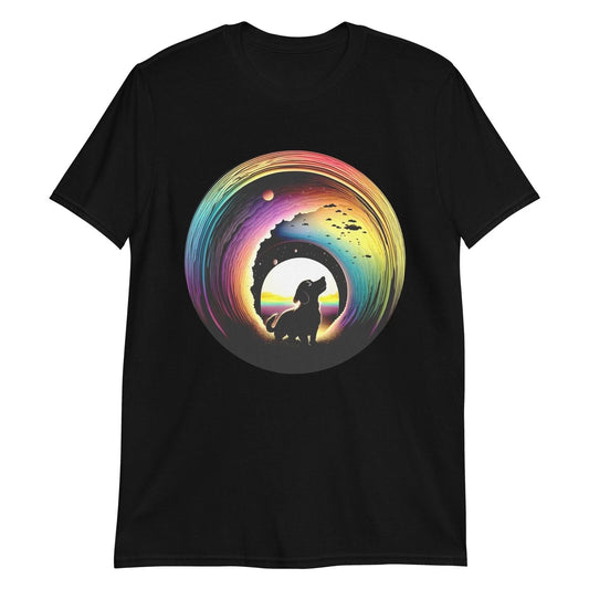 Mens Tshirt Rainbow Dog T-shirt Womens Black Cat Shirt Womens Animal Lover Shirt