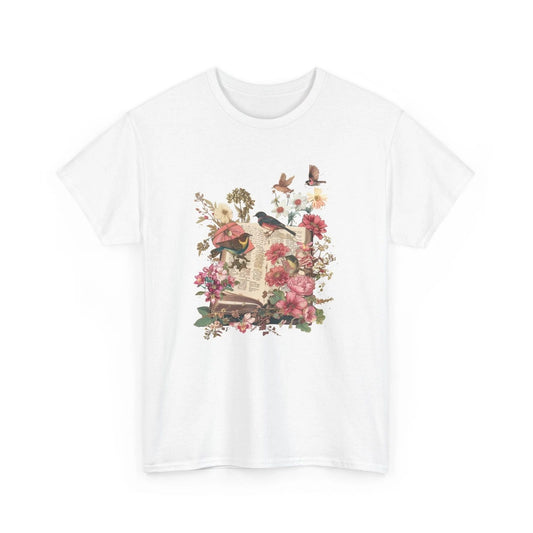 Vintage Moon & Book Floral Boho T-Shirt   Aesthetic Book Lover Shirt
