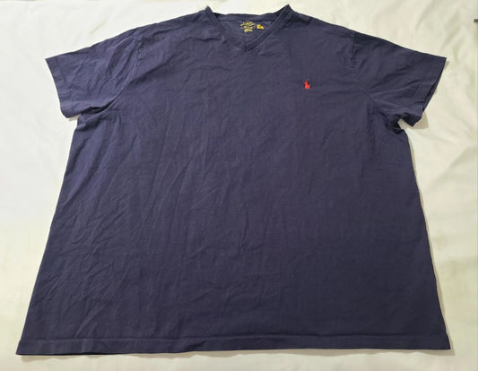 Polo Ralph Lauren V-Neck Shirt Mens Size 3XB Blue Classic Fit Cotton Preppy EUC