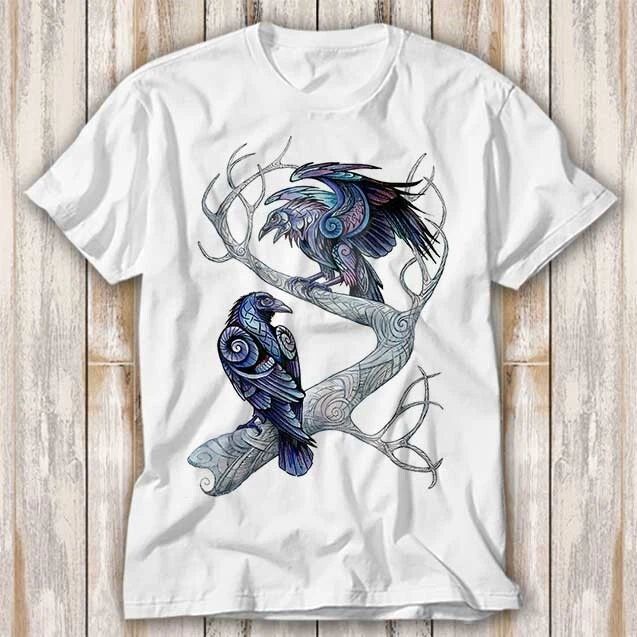 Hugin And Munin Ravens Norse Mythology Viking God Odin T Shirt Top Tee 4002