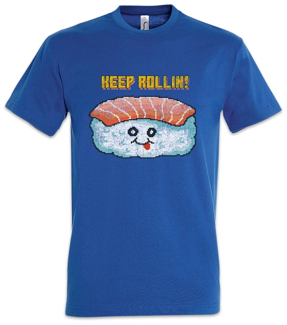 Sushi Keep Rollin T-Shirt Pixel Retro 8 16 Bit Geek Nerd Fun Love Addiction