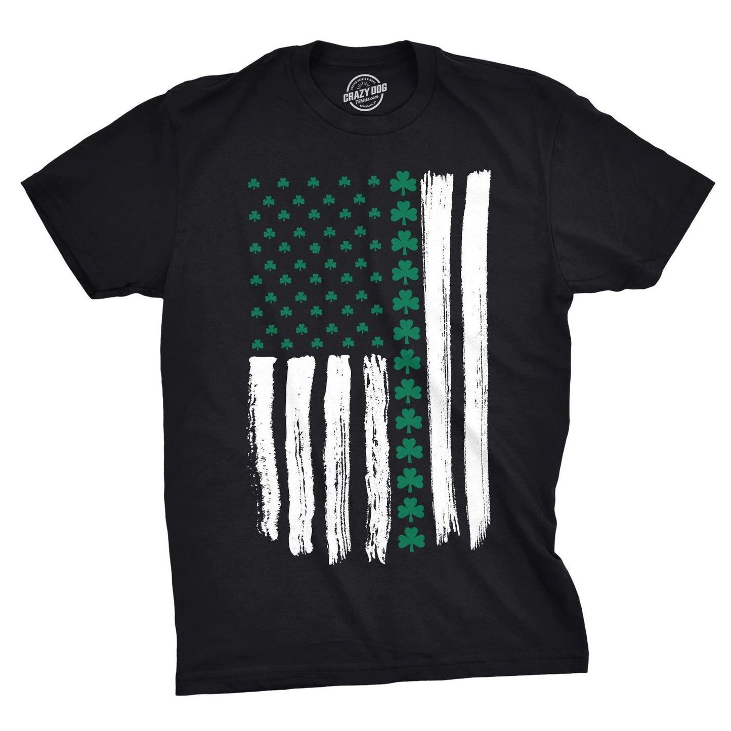 Mens Shamrock USA Flag T Shirt Cute Irish American Tee for Guys