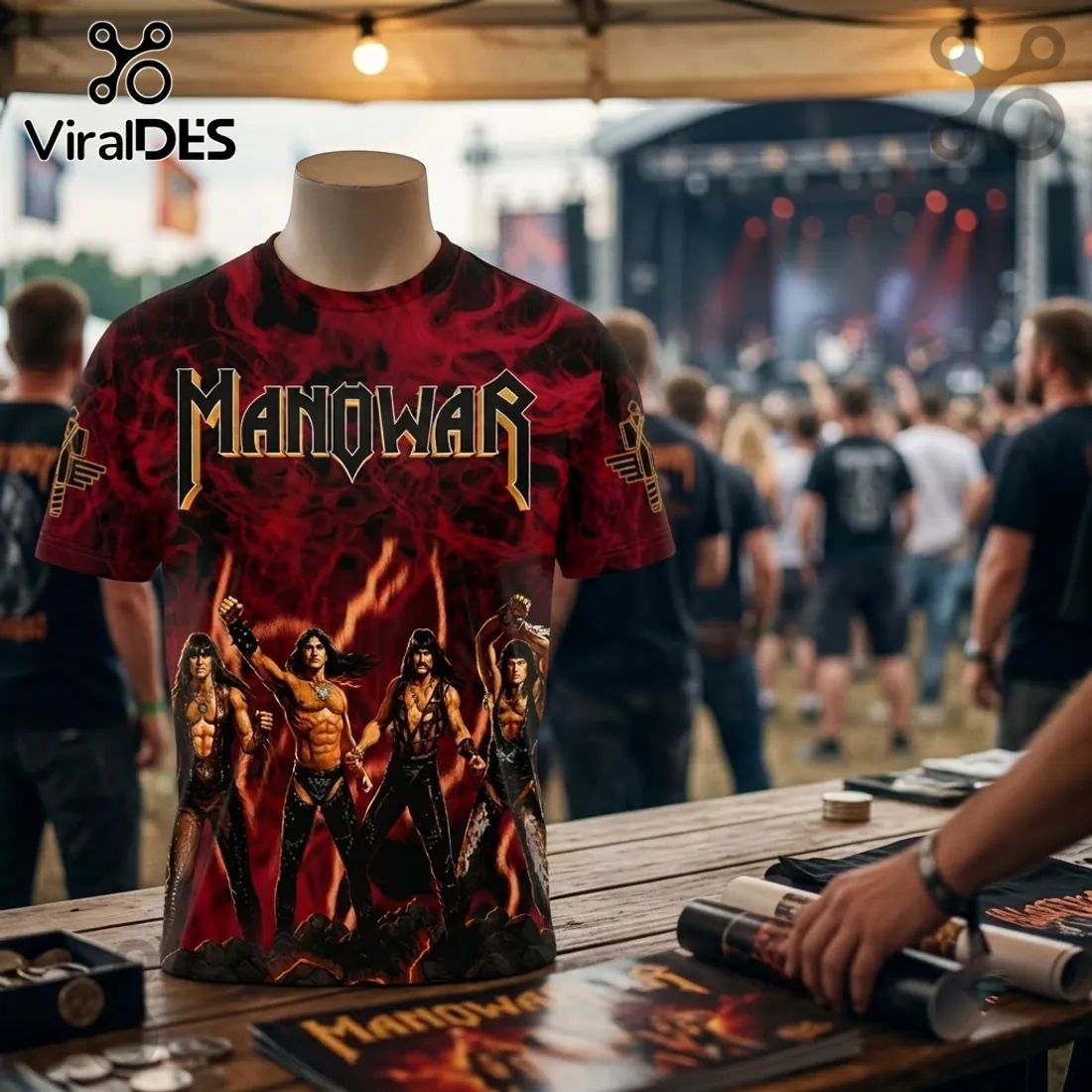 Manowar 2027 World Tour Red Flame Hoodie