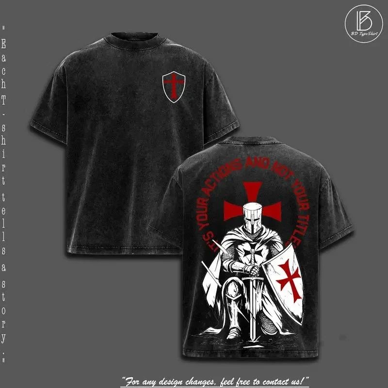 Crusader Knight T-Shirt – Vintage Christian Tee, Templar Cross Streetwear