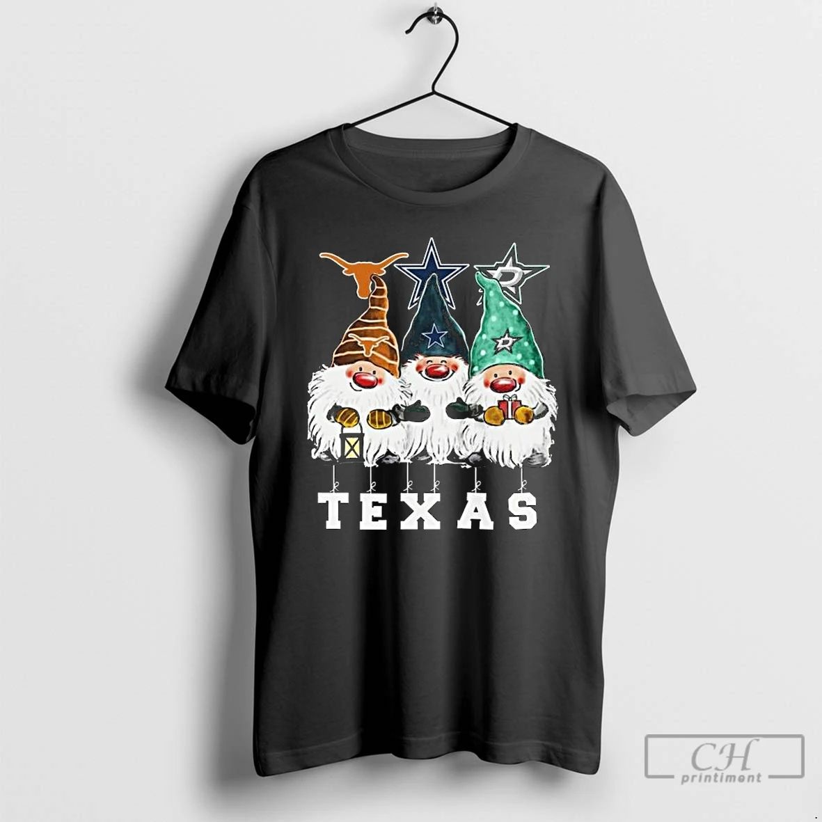 Premium Gnome X Texas City Sports Team Longhorns Cowboys And Stars Merry Christmas 2025 Long