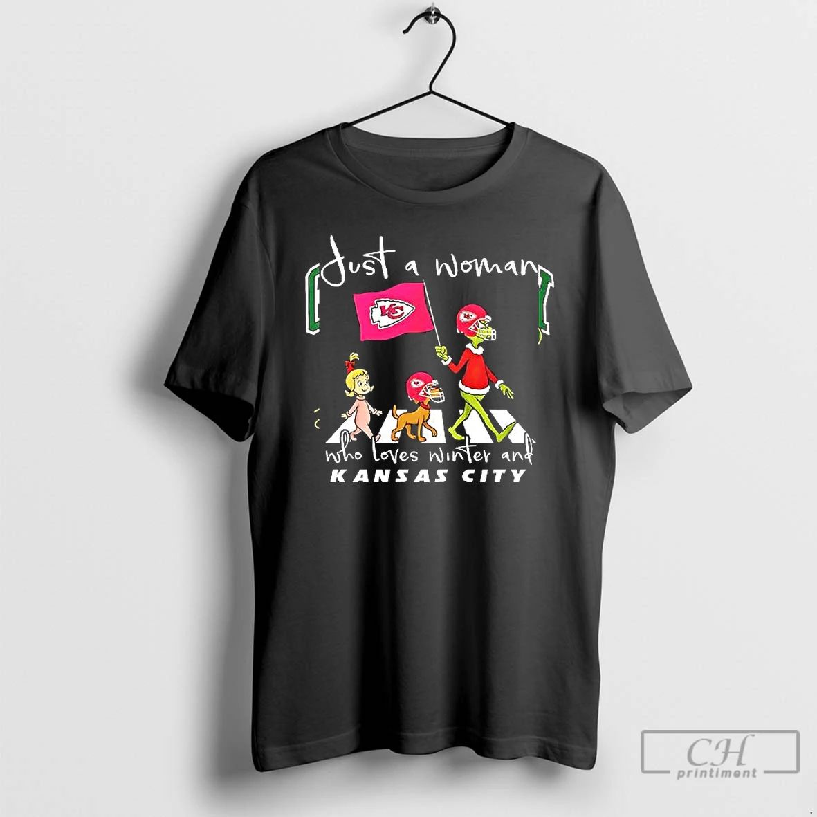 Premium Grinch Just A Woman Who Loves Winter And Kansas City Chiefs T Shirts
