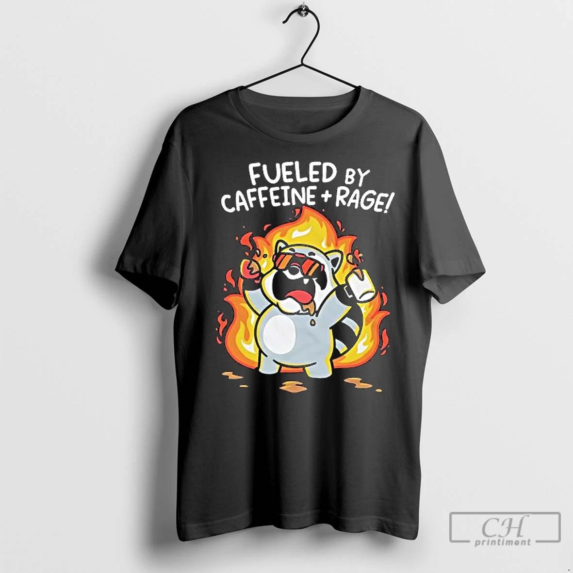 Premium Raccoon Fueled By Caffeine Rage Graphic