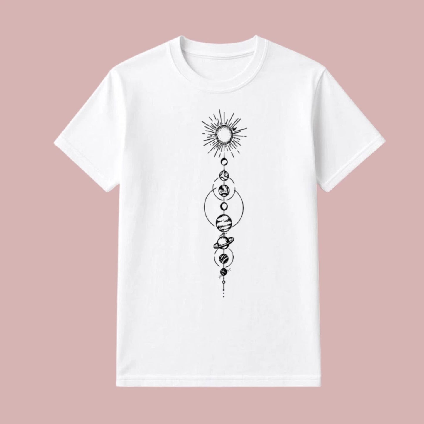 Solar System Celestial Graphic T-Shirt Minimal Space Aesthetic Unisex Tee S-4XL