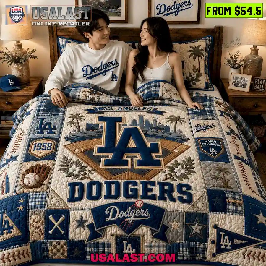 Los Angeles Dodgers World Series Champions Quilt Bedding Set